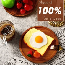 Vassoio in legno giapponese ovale e rotondo - Vassoio di servizio in legno massello multifunzionale, adatto per colazione, pane, dolci - Adatto per uso domestico, in cucina, in ristorante per pane, pizza, torta, bistecca, frutta, verdura, spuntino, vassoio per servire la colazione, adatto per riunioni di famiglia e ristoranti