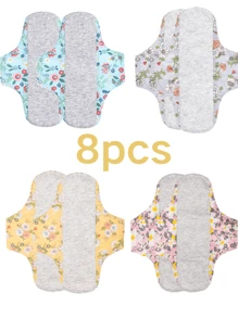8 Stücke/Set große waschbare Damen Binden aus 100% Baumwolle, atmungsaktive auslaufsichere Monatsbinden, Inkontinenz Pads für Mittelalter und Senioren