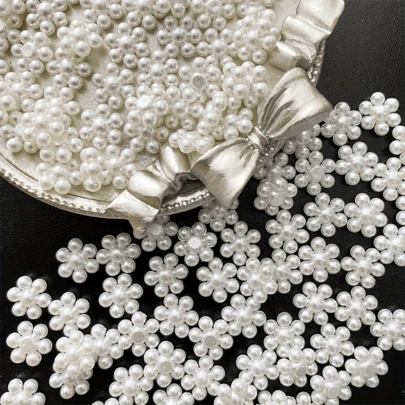 100 件优雅花卉亚克力珍珠串珠、DIY 工艺品、珠宝制作、发夹、发带、手机壳装饰、美术用品、缝纫配件