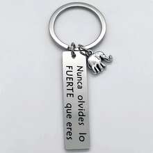 1 pieza Llavero de acero inoxidable con elefante de energía positiva inspiradora, decoración para coche, mochila, regalo de Navidad para hombres