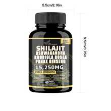 Miriyalyad Shilajit 9000mg, Rhodiola Rosea 1000mg, Panax Ginseng 1500mg, All-In-One, 60 Capsules Supplement Fitness Edible Dietary Healthcare Gut Support Vitamin - 3 CÁI - Xem 6