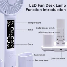 1 szt. Podwójna głowica oświetleniowa LED Lampa biurkowa z wentylatorem, dbająca o oczy lampa nocna do sypialni w akademiku