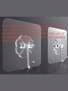 60PCS/30pcs/20pcs/10pcs/1pc Translucent Strong Adhesive Hooks, No Need To Drill Holes, Punch-Free Traceless Load-Bearing Hooks, Strong Adhesive Hangers, Removable, Transparent, Waterproof, Rust-Proof, Suitable For Clothes, Hats, Tableware, Shoes, Accessories, Kitchenware, Bags, Kitchen, Bathroom, Living Room, Bedroom, Wall Hanging, Multi-Functional Hanging Storage Rack, Suitable For Family Room Wall Door Cabinet