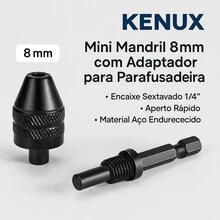 Mini Mandril 8MM Adaptador Para Parafusadeira - Preto - Visão 1