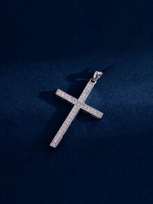 1pc Fashionable Cubic Zirconia Cross Pendant, Suitable For Daily Wear For Women - White - View 1