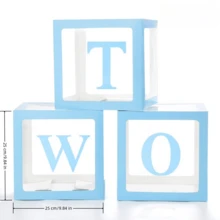 Transparent Letter Baby Shower Box Birthday Wedding Customized Name Balloon Box, Birthday Party Decoration, Gender Reveal Party, Large Transparent Box, Birthday Decoration Backdrop, Holiday Party Decoration, Home Decor, Fireplace Decoration, Baby Shower Box, Background Photography Prop - Blue - View 9
