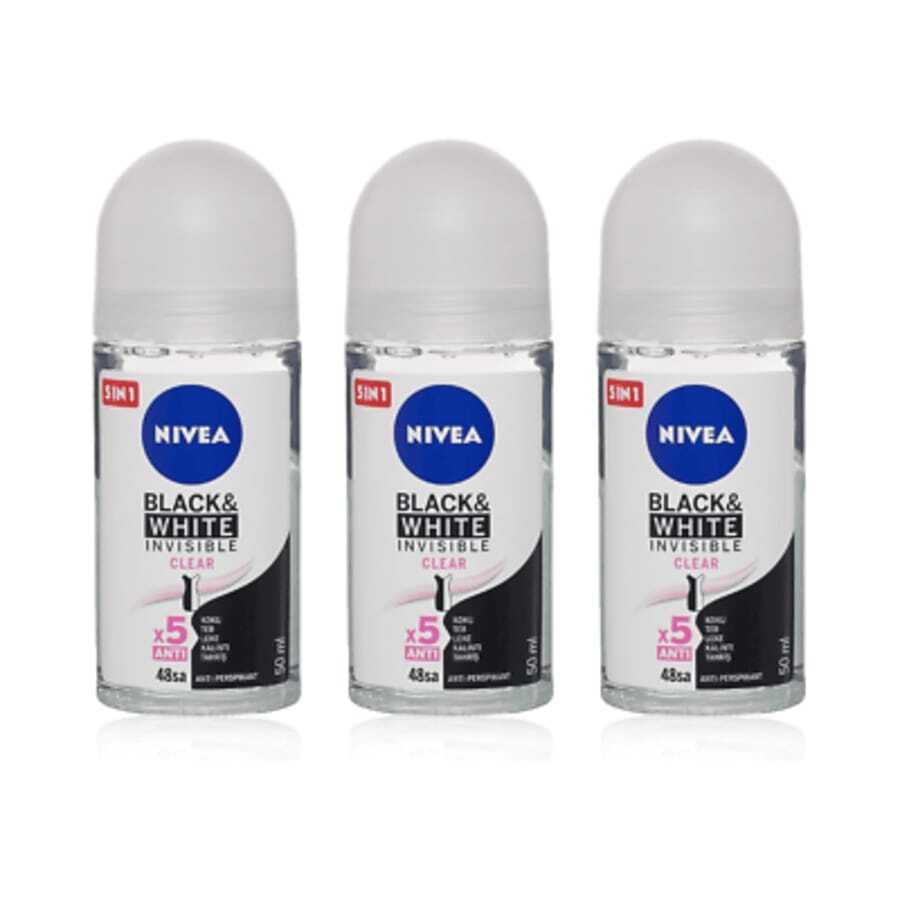 Nivea Invisible For Black & White Clear Roll-On Anti-Perspirant Deodorant 50 Ml (Pack Of 3) - Nhiều màu - Xem 1