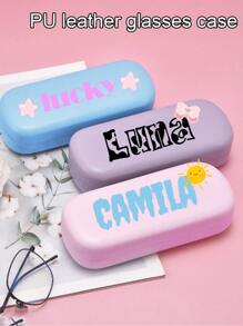 1pc Custom Cute Name PU Leather Glasses Case, Personalized Sunglasses Case, Customized Glasses Case Hard Shell, Customizable Eyeglasses Case, Crush Resistant Fashionable Eyeglasses Storage Case With Wear-Resistant Soft Lining,School Supplies,Back To School,School Gift,For Office,For School,For Classroom,For Teacher Gifts,For University,For Colleague,For Dorm Rooms,For Teacher,For Boys And Girls,For Teenagers,Junior High School Students,Middle School Students,High School Senior High School Students,College Students,University Students,Freshman,Sophomore,Underclassmen,Practical Gift