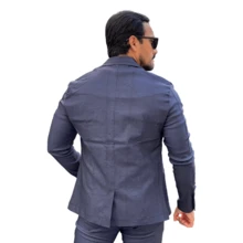OLP Men's Formal Blazer With Elastane - Elegant - Teal Blue - View 4