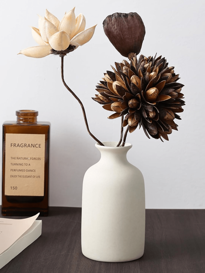 Beige Ceramic Vase Set Small Vases ation, Moderne Bohemian Farmho Home ative Pampas Grass Dried Flowers, Creative Shelf, Table, Bookshelf, Entryway Room Flower Glass view 4