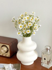 1pc White Vase, Suitable For Modern Home Decor, Boho Style Flower Vase Decor, Farmhouse Decor, Wedding Table Decor, Office Decor - Multicolor - View 13