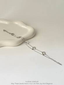 YUZENG A Delicate Stainless Steel Four-Leaf Clover Bracelet Paired With Small Steel Beads Is Suitable For Girls To Wear In Their Daily Lives. - Four-leaf Clover With Steel Beads - View 3