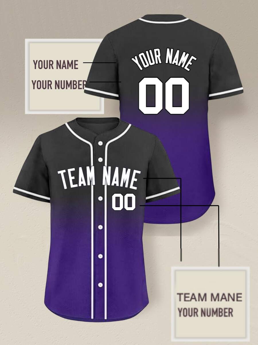 Custom Baseball Jersey For Men Women Personalized Printed Baseball Jersey For Game Training Baseball Shirts - Purple - View 1