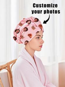 1 件个性化定制照片干发帽，有趣的肖像设计，超强吸水超细纤维干发巾，超柔软，速干，强吸水性，护发，浴室、客厅、卧室、家居必备，轻巧便携，旅行必备，定制家人/朋友照片干发帽，母亲节、父亲节、情人节浴室装饰秋季装饰返校的完美日常礼物 - 彩色 - 查看 1