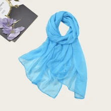 1pc Women Crinkle Chiffon Lightweight & Breathable Scarf, Casual & Versatile Solid Color Shawl, Multifunctional Use As Scarf, Shawl, Head Wrap, Fashion Accessory For Outdoor, Sun Protection, Warmth
