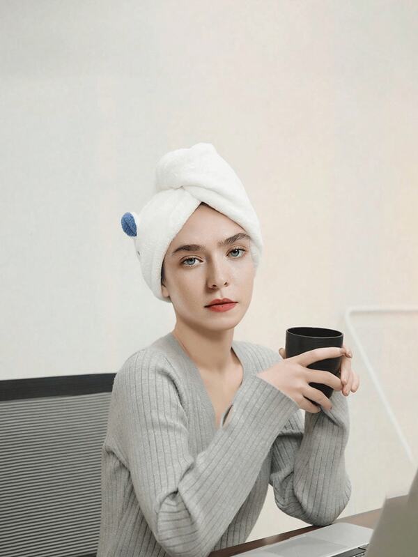 1pc Women's Coral Fleece Bunny Ear Quick Dry Hair Towel, Absorbent And Soft Back To SchoolHair Bonnet