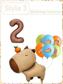 Set di palloncini in alluminio opaco arancione tipo capibara, palloncini a forma di delfino, palloncini numeri per festa di compleanno, articoli per la decorazione della festa