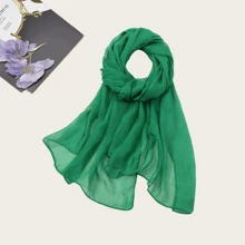 1pc Women Crinkle Chiffon Lightweight & Breathable Scarf, Casual & Versatile Solid Color Shawl, Multifunctional Use As Scarf, Shawl, Head Wrap, Fashion Accessory For Outdoor, Sun Protection, Warmth
