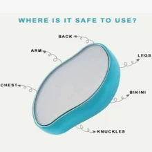 防水手动水晶玻璃脱毛器，可重复使用和清洗，椭圆形，符合人体工程学的手柄 - 彩色 - 查看 2