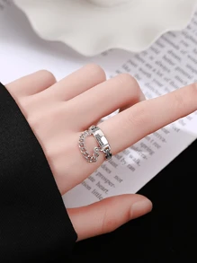 1pc 925 Sterling Silver Vintage Knot Adjustable Ring, Suitable For Both Men And Women, High Quality Jewelry To Match Daily Outfits