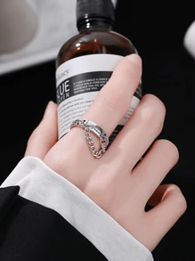 1pc 925 Sterling Silver Vintage Knot Adjustable Ring, Suitable For Both Men And Women, High Quality Jewelry To Match Daily Outfits