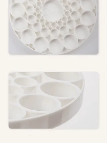 1pc 360° Rotating Brush Holder - Plastic Insertion Type Organizer, Lacquer Coated Surface, Detachable, For Storing Art Brushes, Pens, Makeup Tools - Space-Saving White Office Desk Accessory