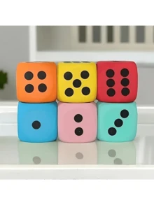 6pcs Soft Foam Dice For Fun - Ideal Gift For Birthday, Party Games (Random Color) - Multicolor - View 2