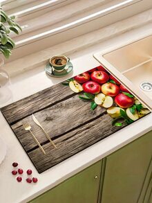 1pc Starfish & Sunflower Pattern Table Mat, Coffee Machine Mat, Kitchen Drain Mat, Modern Style, Suitable For Home And Coffee Shop Decoration - Multicolor - View 5