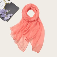 1pc Women Crinkle Chiffon Lightweight & Breathable Scarf, Casual & Versatile Solid Color Shawl, Multifunctional Use As Scarf, Shawl, Head Wrap, Fashion Accessory For Outdoor, Sun Protection, Warmth