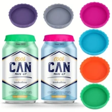 6pcs Soda Water Silicone Can Lids, Beverage Can Protective Covers, Soda Water Sealing Caps, Leak-Proof Lids, Suitable For Beer, Soda Water, Carbonated Drinks, Juice And More Beverages, Beverage Storage And Protection Device. - Multicolor - View 3