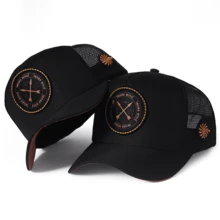 Trucker Country Texas Wind Curved Brim Cowboy Mesh Hat - Black/Orange - View 2