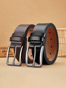 1pc Men's Fashionable Leather Belt, Rectangular Alloy Buckle, Classic Business And Casual Accessory, Durable Multipurpose, Suitable For Jeans And Chinos. Suitable For Teen Summer Casual Outdoor Athletic Or Vacation Travel Or Graduation Gifts Or Birthday Dress Accessories Or Daily Wear - Multicolor - View 1