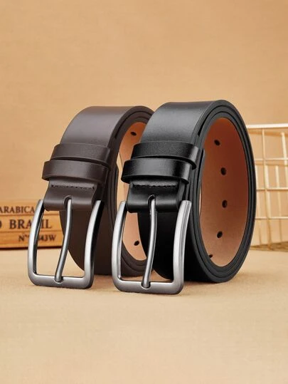 1pc Men's Fashionable Leather Belt, Rectangular Alloy Buckle, Classic Business And Casual Accessory, Durable Multipurpose, Suitable For Jeans And Chinos. Suitable For Teen Summer Casual Outdoor Athletic Or Vacation Travel Or Graduation Gifts Or Birthday Dress Accessories Or Daily Wear