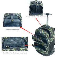 AODASI Large Capacity Wheeled Backpack Suitable For Students, Households, Daily Life, Neutral Style, Short Trips, Multi-Compartment Storage, Laptop Bag, Reduces Shoulder Pressure, Can Be Pulled And Worn As A Backpack - Black - View 4