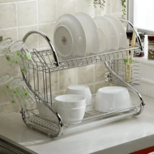 Rejilla para platos en forma de S Yimex Rejilla para platos Yimex forma S organizador cocina almacenamiento vajilla resistente diseño moderno fácil instalar limpieza práctico hogar - Plateado - Ver 2