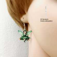 1 Pair 2D Charming Fairy Acrylic Pendant Earrings. Please Note That There May Be Slight Color Differences Between The Actual Product And The Image Due To Lighting And Angle Of Photography.