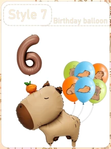 Set di palloncini in alluminio opaco arancione tipo capibara, palloncini a forma di delfino, palloncini numeri per festa di compleanno, articoli per la decorazione della festa
