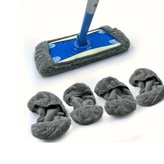 10/8/6/4/2/1 Piece Of Green Gray Reusable Mop Pad Supplement With Dry And Wet Ultra-Fine Fiber Mop Pad, Compatible With Sweeping Mop, Very Suitable For Cleaning Floors (Excluding Mop). Reusable Mop Pad, Washable Flat Mop Cloth For Dry And Wet Cleaning