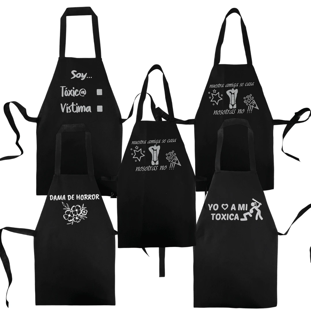 Pack Of 30 Bachelorette Party Aprons - Assorted Colors: Black, White, Gray, Multicolor - Black - View 1