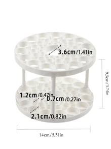 1pc 360° Rotating Brush Holder - Plastic Insertion Type Organizer, Lacquer Coated Surface, Detachable, For Storing Art Brushes, Pens, Makeup Tools - Space-Saving White Office Desk Accessory