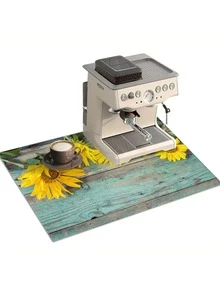 1pc Starfish & Sunflower Pattern Table Mat, Coffee Machine Mat, Kitchen Drain Mat, Modern Style, Suitable For Home And Coffee Shop Decoration - Multicolor - View 16