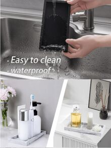 Silicone Decorative Tray Countertop Vanity Tray Makeup Organizer Perfume Shampoo Soap Dispenser Storage Tray Kitchen Accessories - Multicolor - View 5