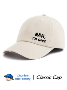 1 Stück Baseballkappe mit Aufdruck "NAH. I'M GOOD", klassischer, lässiger und stilvoller Vintage Soft Schweißband, verstellbare Größe, leicht, Sonnenschutz, vielseitig verwendbar, Vintage-Schirmmütze, geeignet für Outdoor-Sport, Alltag, Partys, Urlaub, perfektes Geschenk für Familie und Freunde