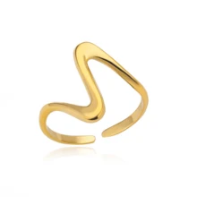 1pc Irregulate Wave Finger Rings For Women 18K Gold Plated Adjustable Decompression Ring Bohemian Aesthetics Jewelry Gift Accessories - JZ3944 - View 9
