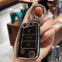 Car Key Case Cover With Keychain For VW For Golf 7 For Tiguan For SEAT For Ateca For Leon For Ibiza For Skoda For Octavia Fob Shell Accessories Gift Souvenir Car Accessories Bag Charm Backpack For School Cute Goth Y2k - Multicolor - View 22