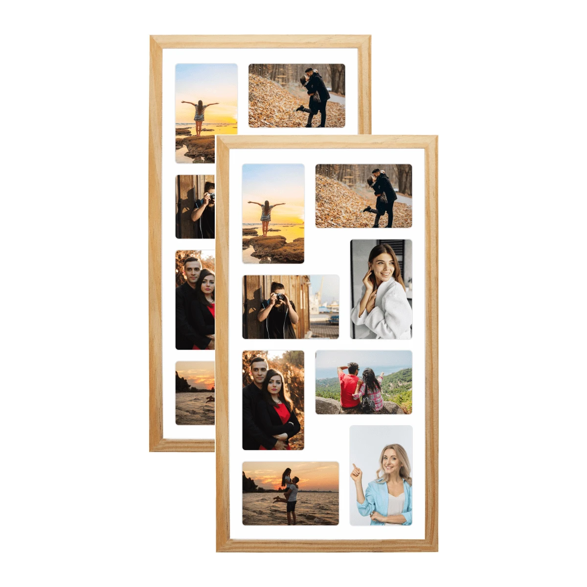 Photo Frame For 8 Photos 10x15cm Kit With 2 Units, Glass Display - 米色 - 查看 1