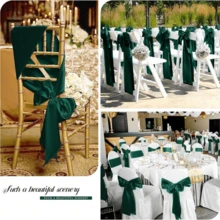 6/8/12/16/24 piezas Lazos de satén para silla, lazos de cinta verde oscura para decorar sillas para boda, fiesta de cumpleaños, hotel, evento, 7 X 108 pulgadas - Multicolor - Ver 8