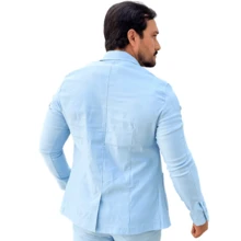 OLP Men's Formal Blazer With Elastane - Elegant - Baby Blue - View 4