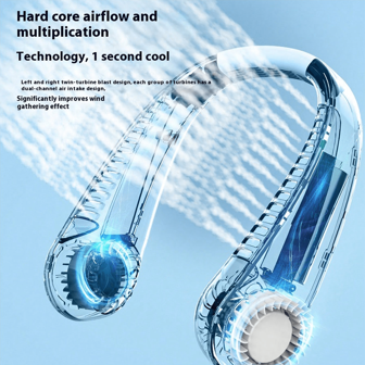 可充电便携式颈扇 - 户外运动无叶个人风扇 - 免提冷却解决方案风扇迷你颈部便携式无叶风扇 USB 充电可充电无叶悬挂风扇空气冷却器冷却可穿戴颈带风扇颈扇夏季降温、海滩、旅行