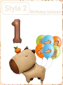 Set di palloncini in alluminio opaco arancione tipo capibara, palloncini a forma di delfino, palloncini numeri per festa di compleanno, articoli per la decorazione della festa
